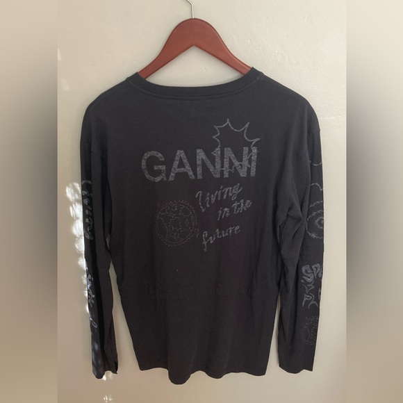 GANNI Black Space Graphic long sleeve tee, small - Picture 3 of 6